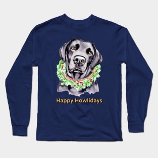 Happy Howlidays Black Labrador Retriever Long Sleeve T-Shirt